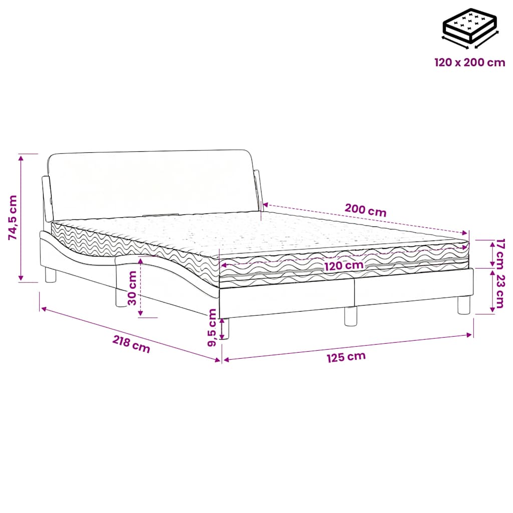Bett mit Matratze "Dover" Hellgrau 80x200 cm Samt