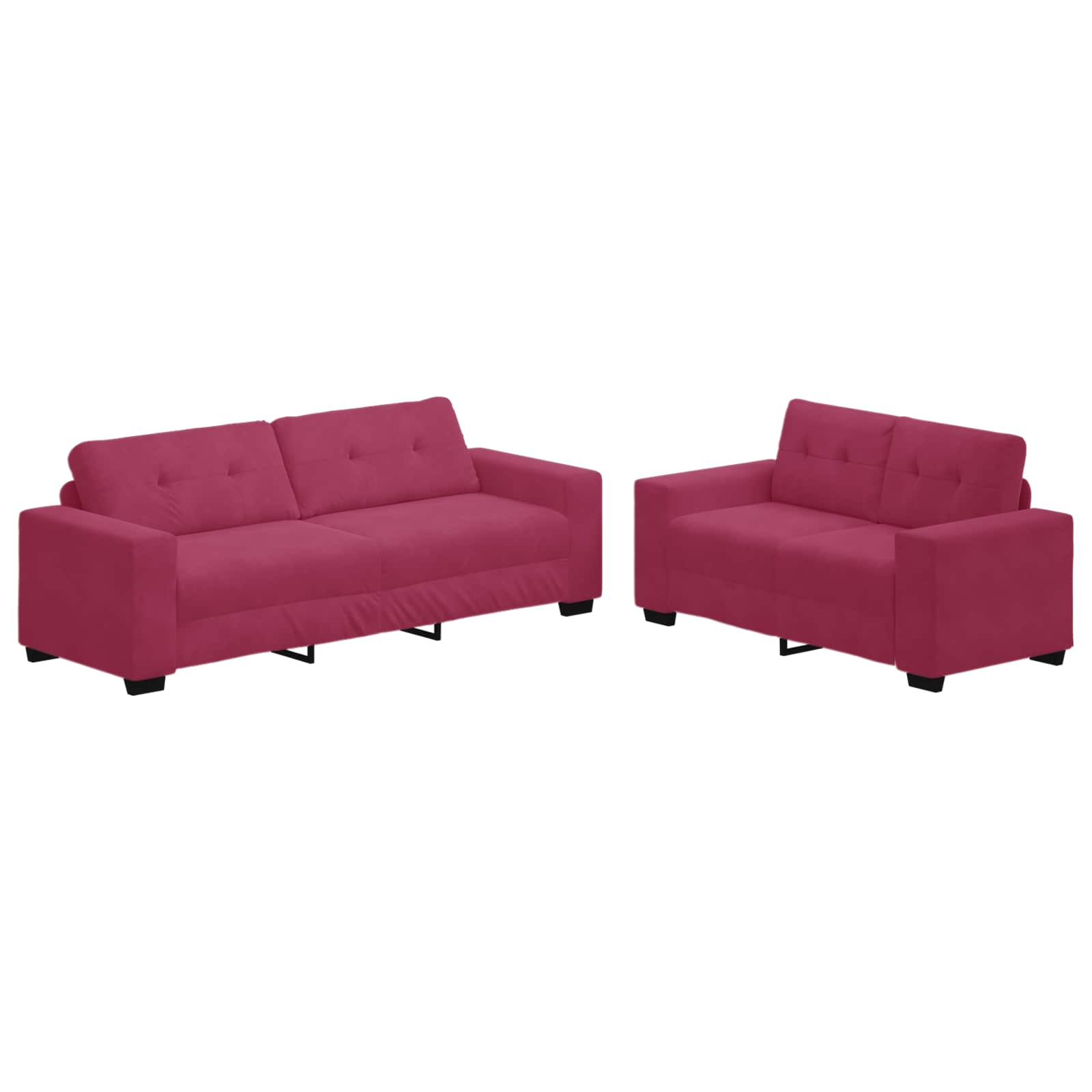 2-teiliges Sofa-Set mit Kissen, hellgrauer Samt