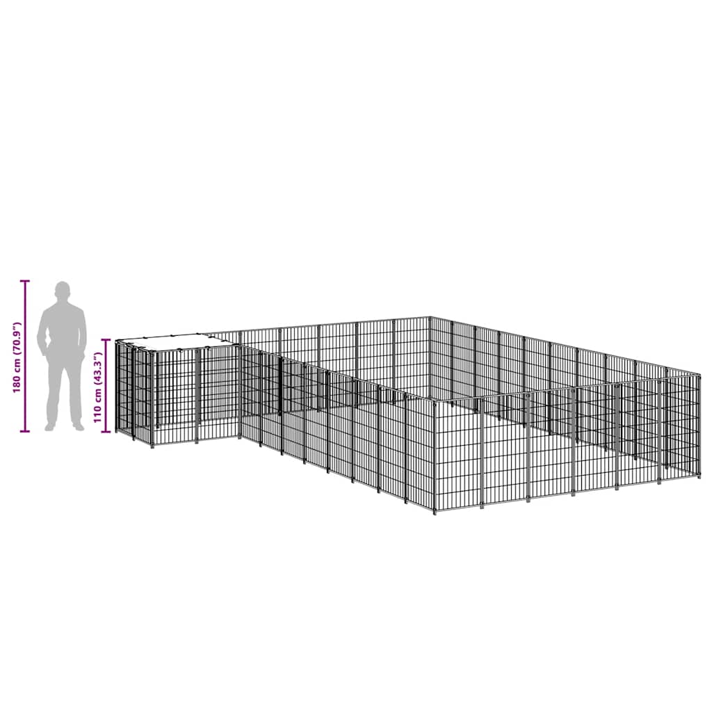 Hundezwinger Schwarz 7,26 m² Stahl