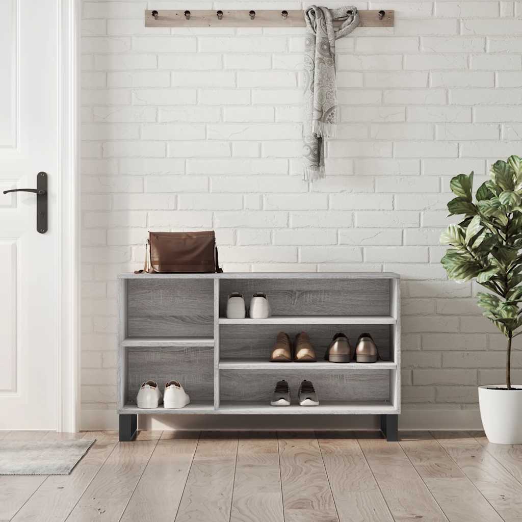 Schuhregal Betongrau 102x36x60 cm Holzwerkstoff