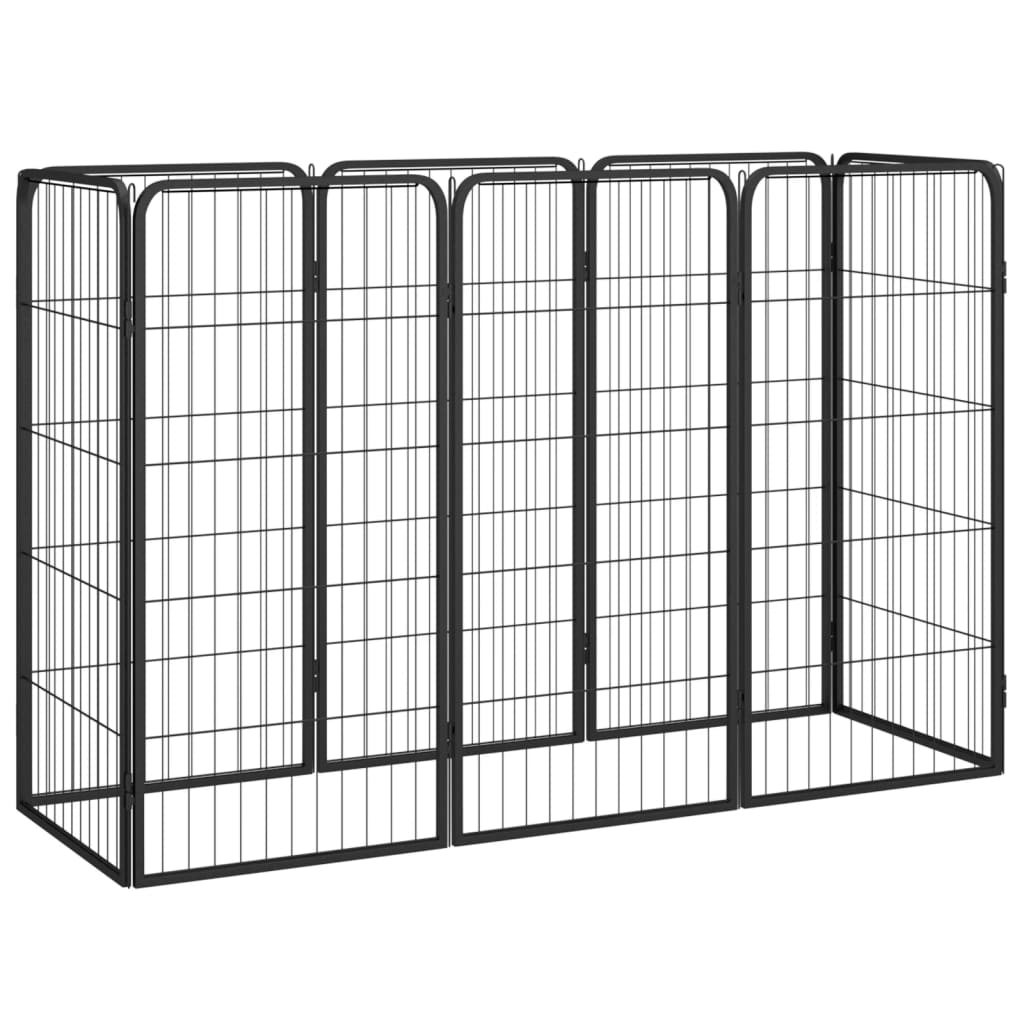 4-tlg. Hundelaufstall Schwarz 50x100cm Stahl Pulverbeschichtung