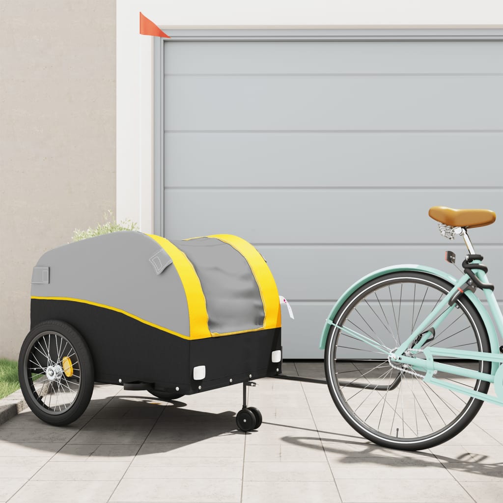 Fahrradanhänger Schwarz und Orange 30 kg Eisen