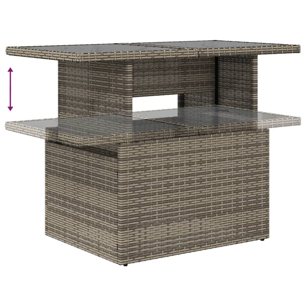 10-tlg. Garten-Sofagarnitur mit Kissen Beige Poly Rattan