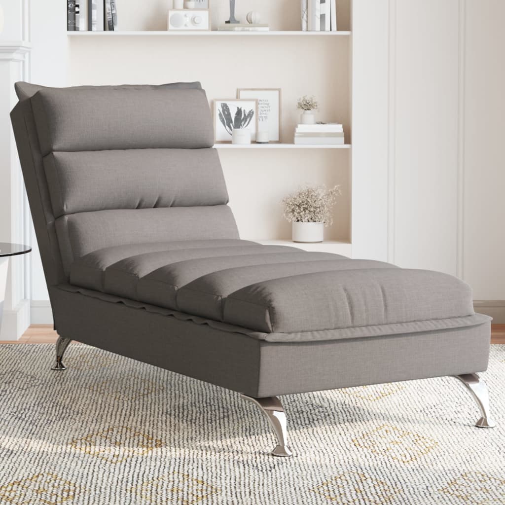 Chaiselongue mit Kissen Hellgrau Stoff