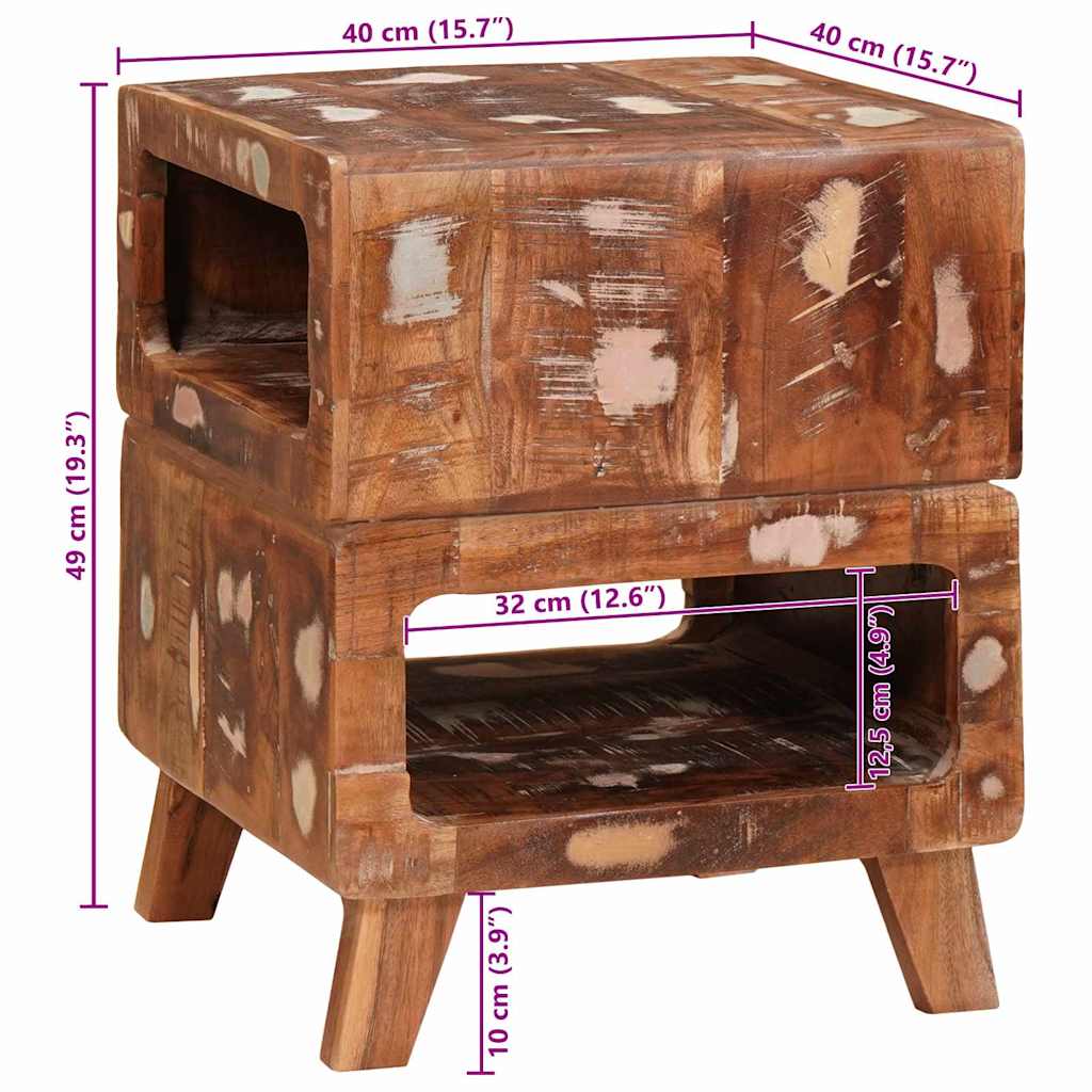 Beistelltisch mit Regal Braun 40 x 40 x 49 cm Massivholz Mango