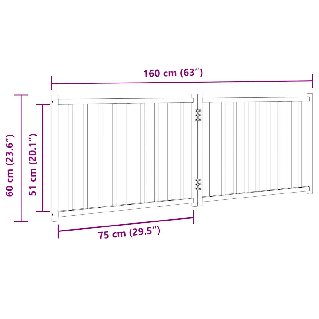 3-tlg. Hundetor Faltbar 150 cm Massivholz Tanne