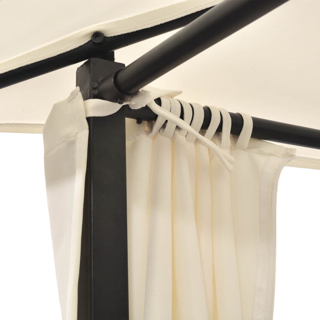 Doppel-Sonnenliege mit Vorhang Poly Rattan Braun