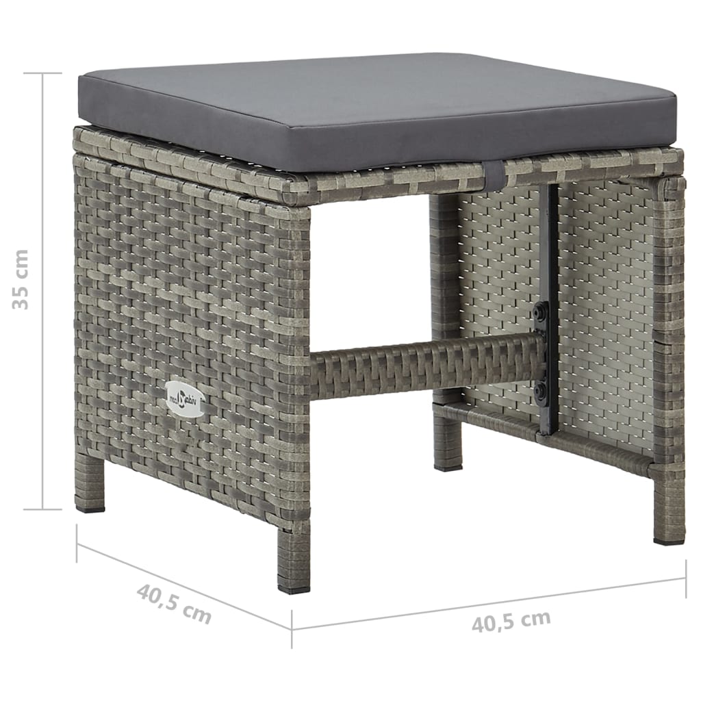 Gartenhocker 4 Stk. mit Sitzkissen Poly Rattan Schwarz