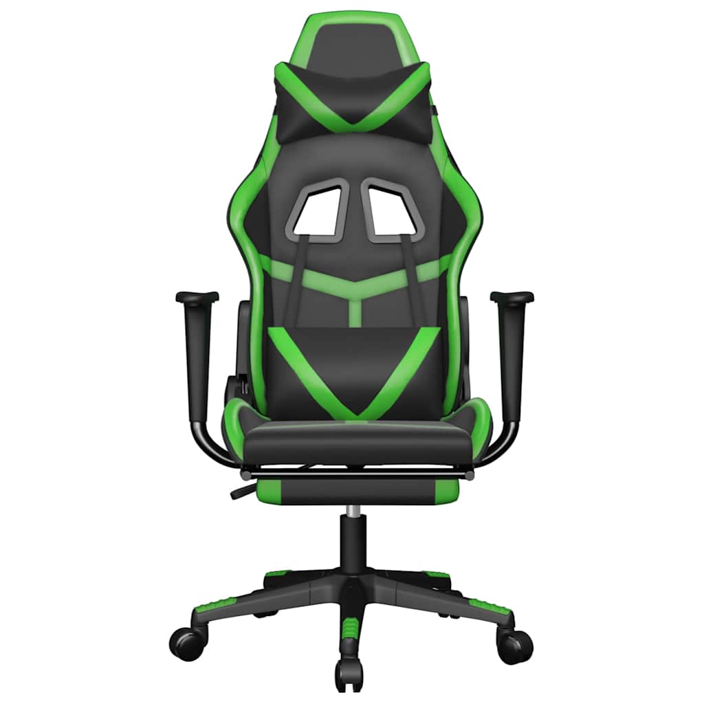 Gaming-Stuhl mit Massagefunktion Schwarz und Grün Kunstleder