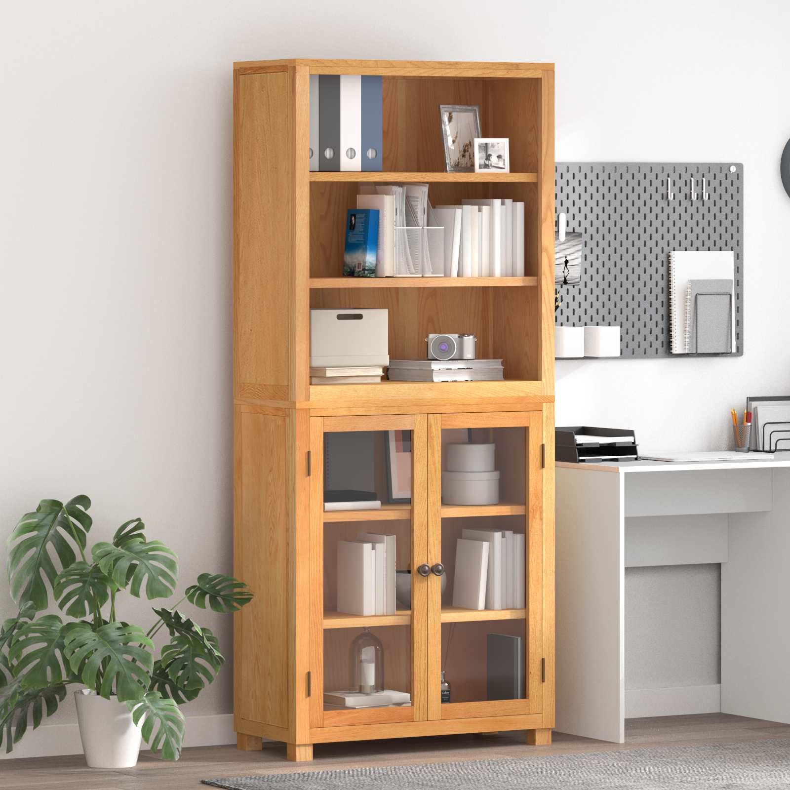 Aufbewahrungsmöbel-Set mit Regal 2 Stk. Natur 80 x 35 x 185 cm