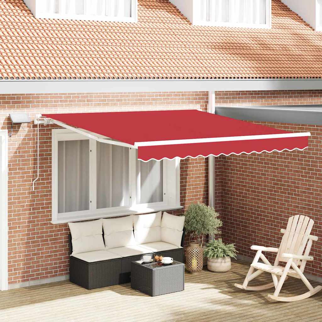 Markise Manuell Einziehbar mit LED 300x250 cm Blau und Weiß