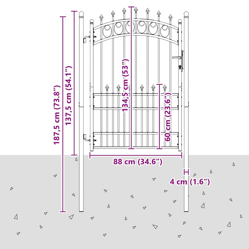 Zauntor EMMEN mit Spikes Stahl 104 x 97 cm Grün
