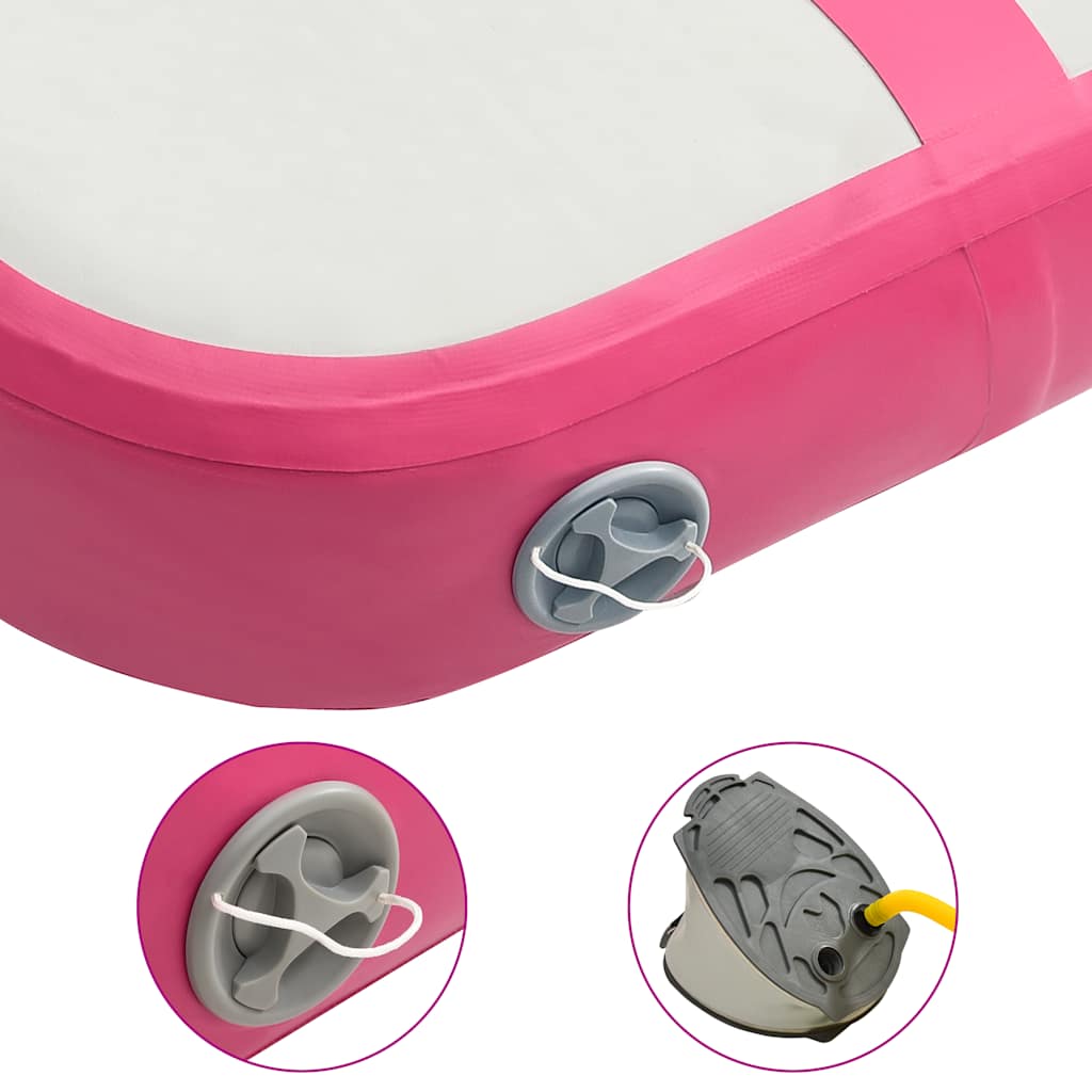 Aufblasbare Gymnastikmatte mit Pumpe 300×100×10 cm PVC Rosa