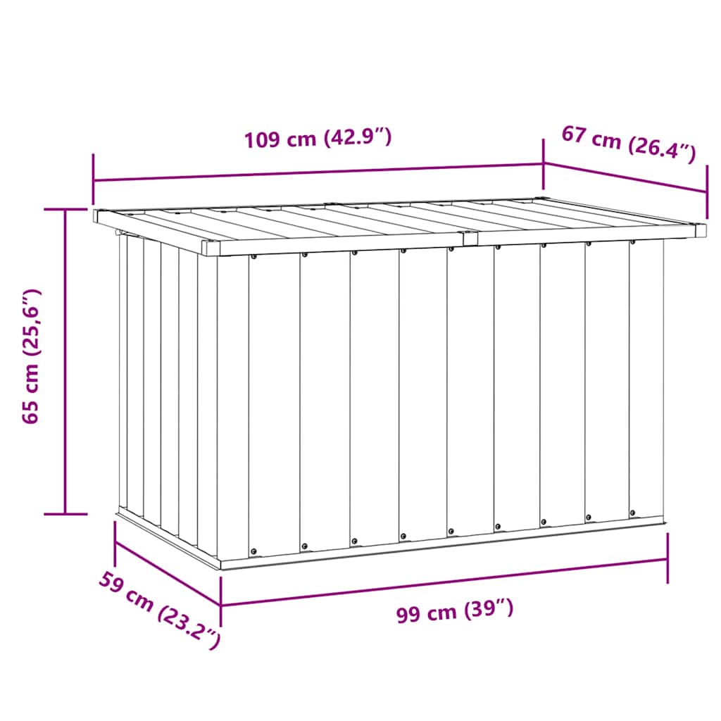 Außenlagerbox Holz 109 x 67 x 65 cm Verzinkter Stahl