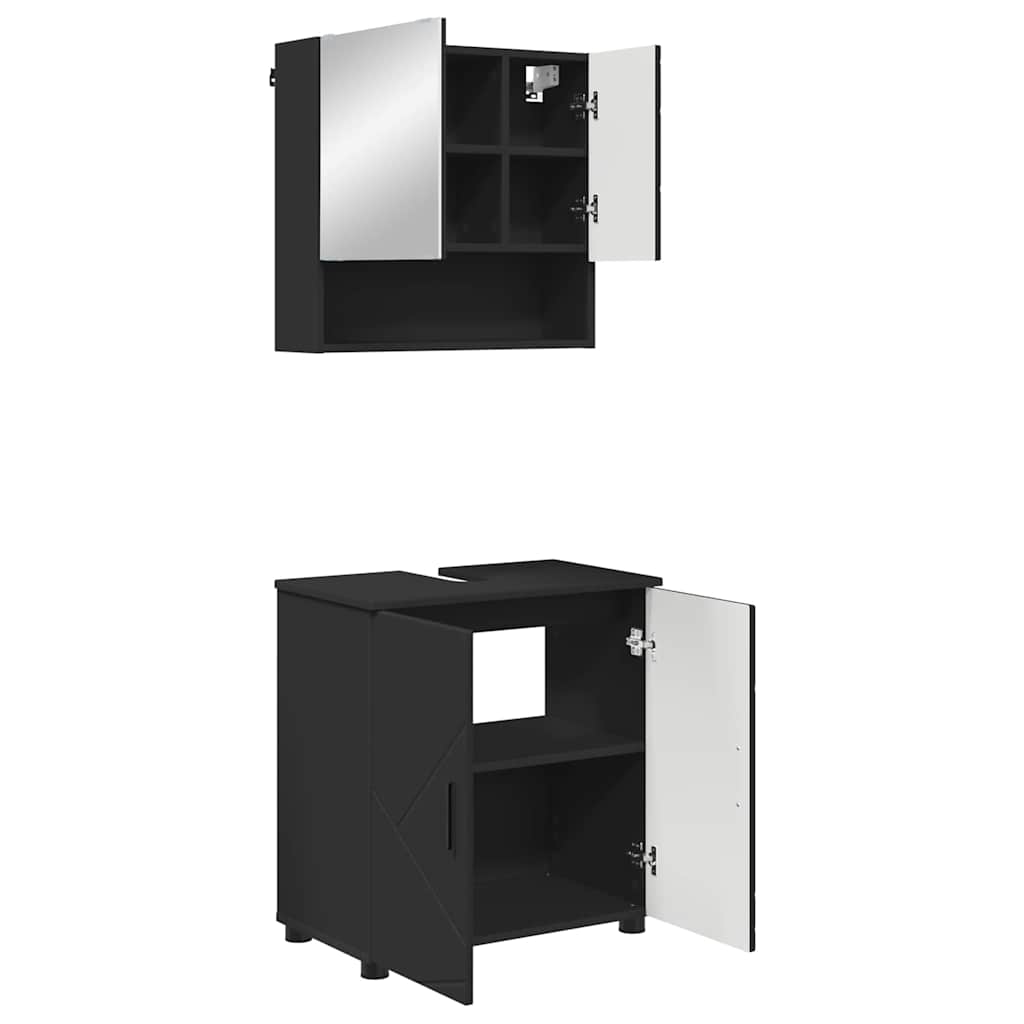 Badezimmermöbel-Set mit Tür 2 pcs Weiß Holzwerkstoff & Metall