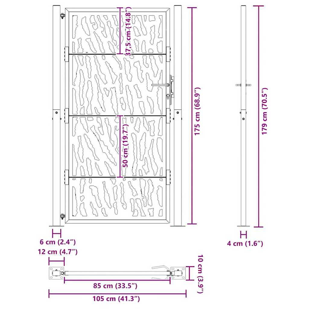 Gartentor Schwarz 100x100 cm Stahl Lichtdesign