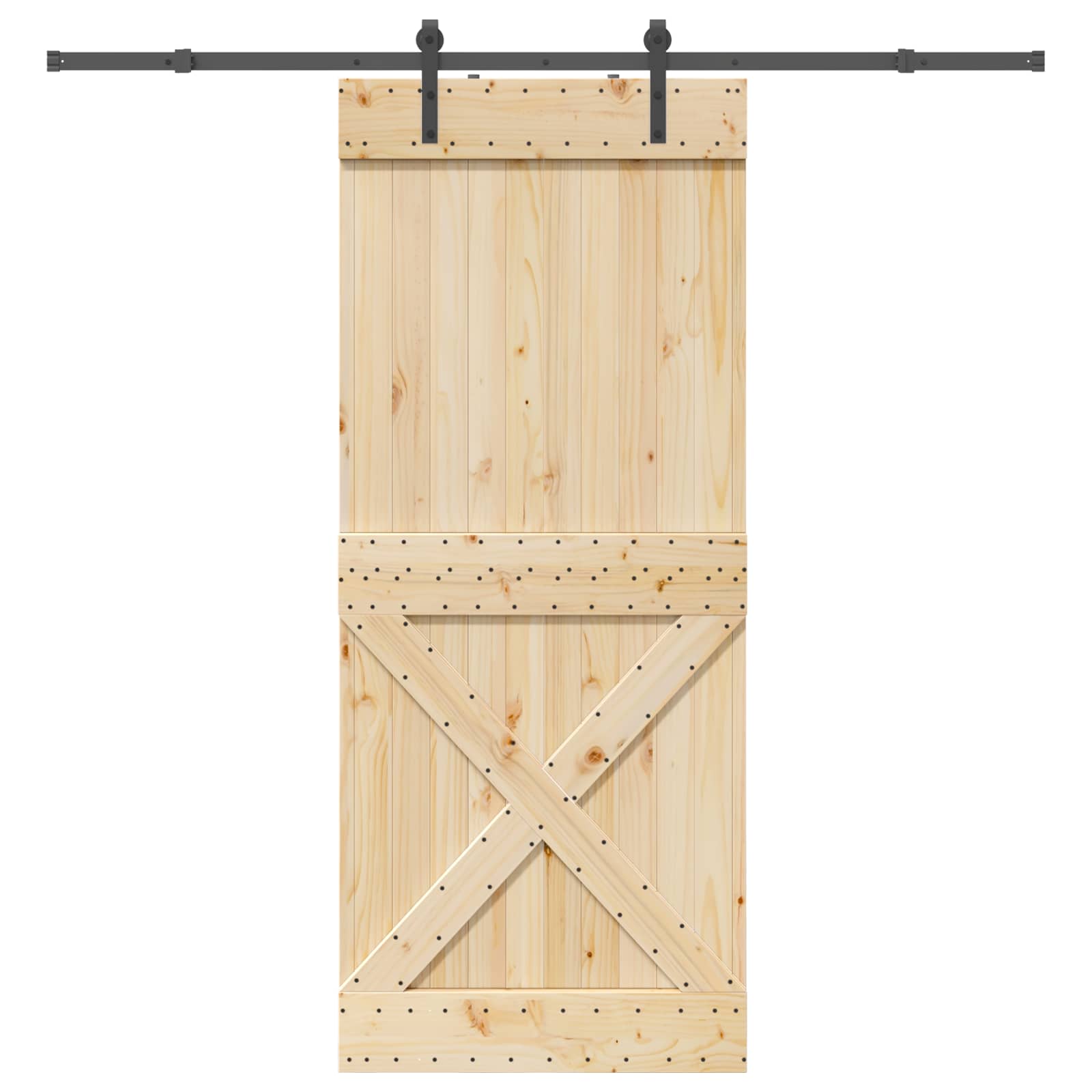 Schiebetür NARVIK Natürlich und Schwarz 70 x 210 cm (152,5 cm)
