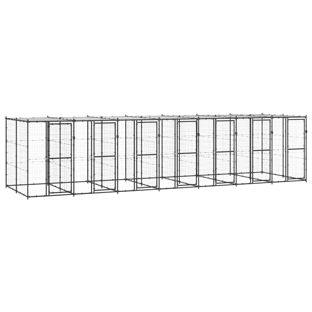 Outdoor-Hundezwinger Stahl mit Überdachung 110x220x180 cm