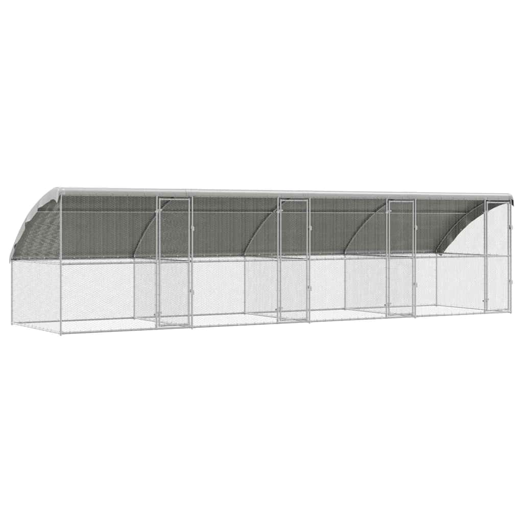 Hühnerkäfig 2 pcs Silber 400 x 200 x 200 cm Verzinkter Stahl