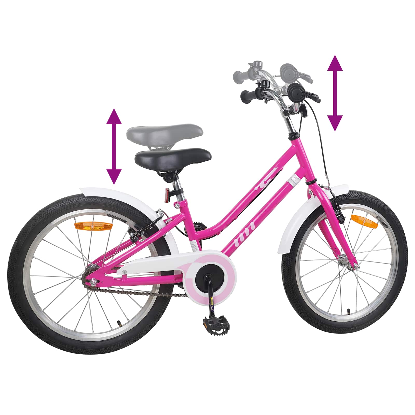 Kinderfahrrad 12 Zoll für 2-4 Jahre alt Pink Weiß