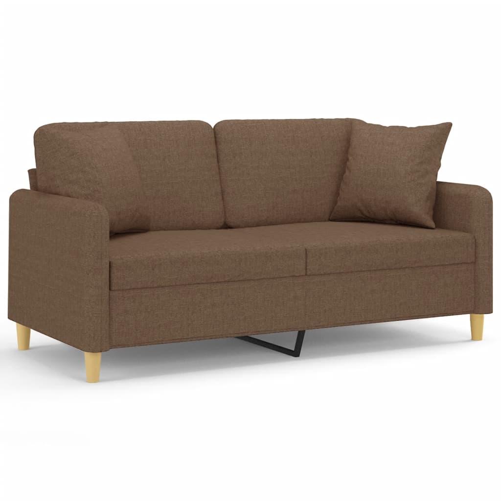 2-Sitzer-Sofa mit Zierkissen Braun 120 cm Stoff