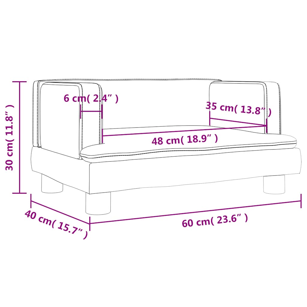 Kindersofa Blau 80x45x30 cm Samt
