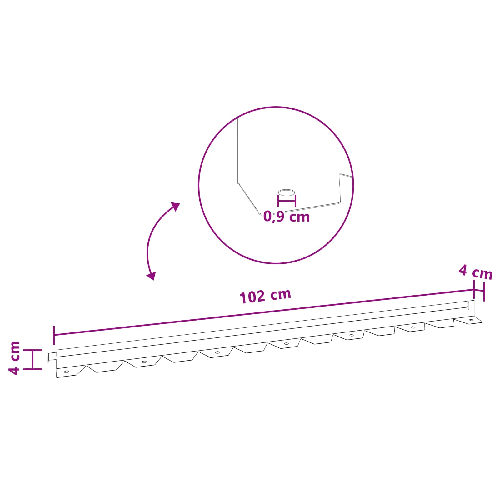 Raseneinfassung 10 pcs 102 x 4 x 4 cm Stahl Schwarz