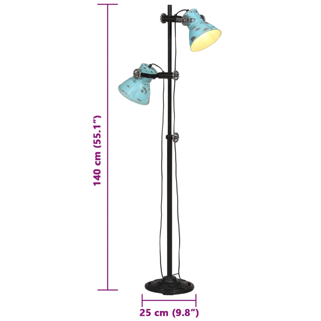Stehlampe 2-flammig Silbern E27 Gusseisen