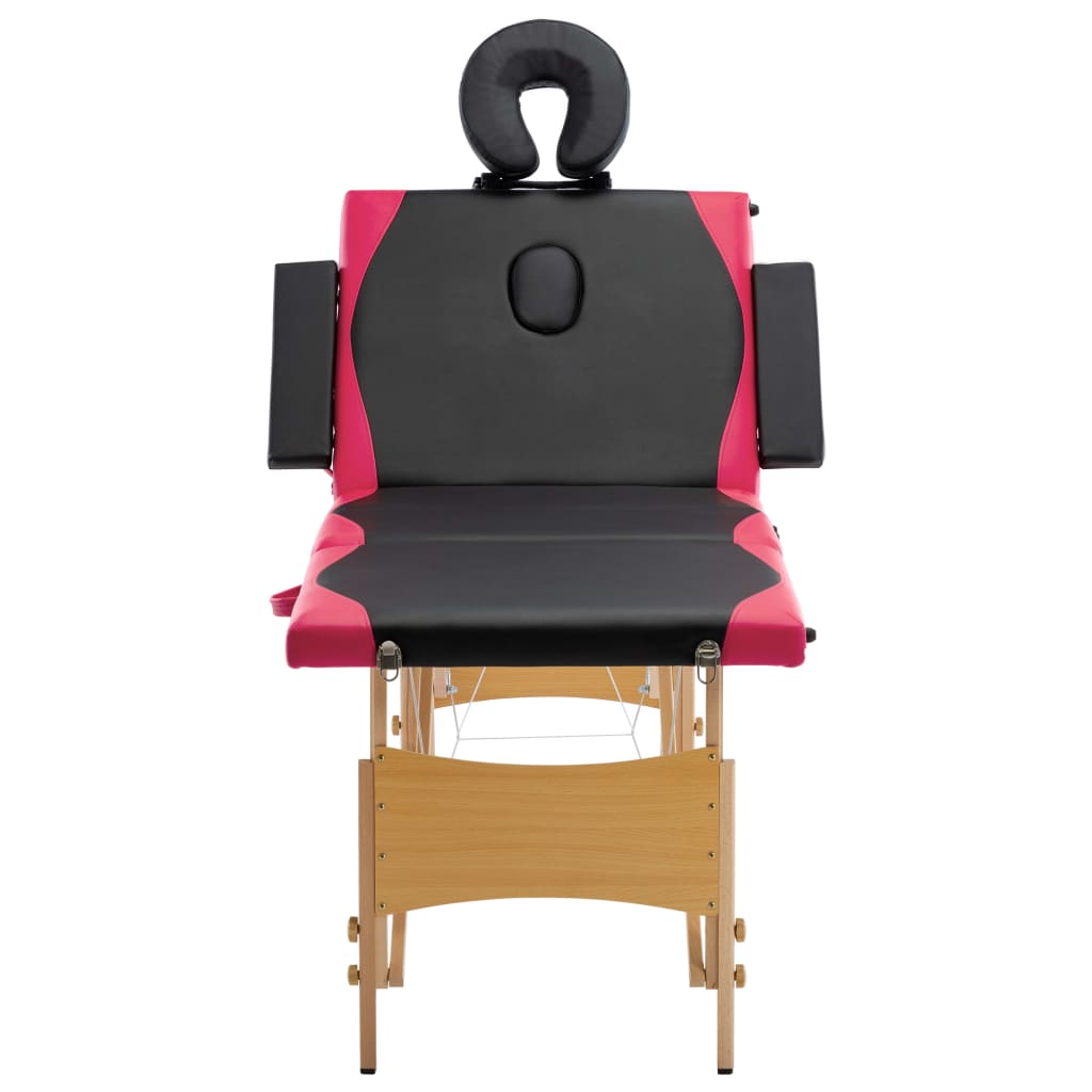 Massageliege Klappbar 4-Zonen mit Holzgestell Rosa