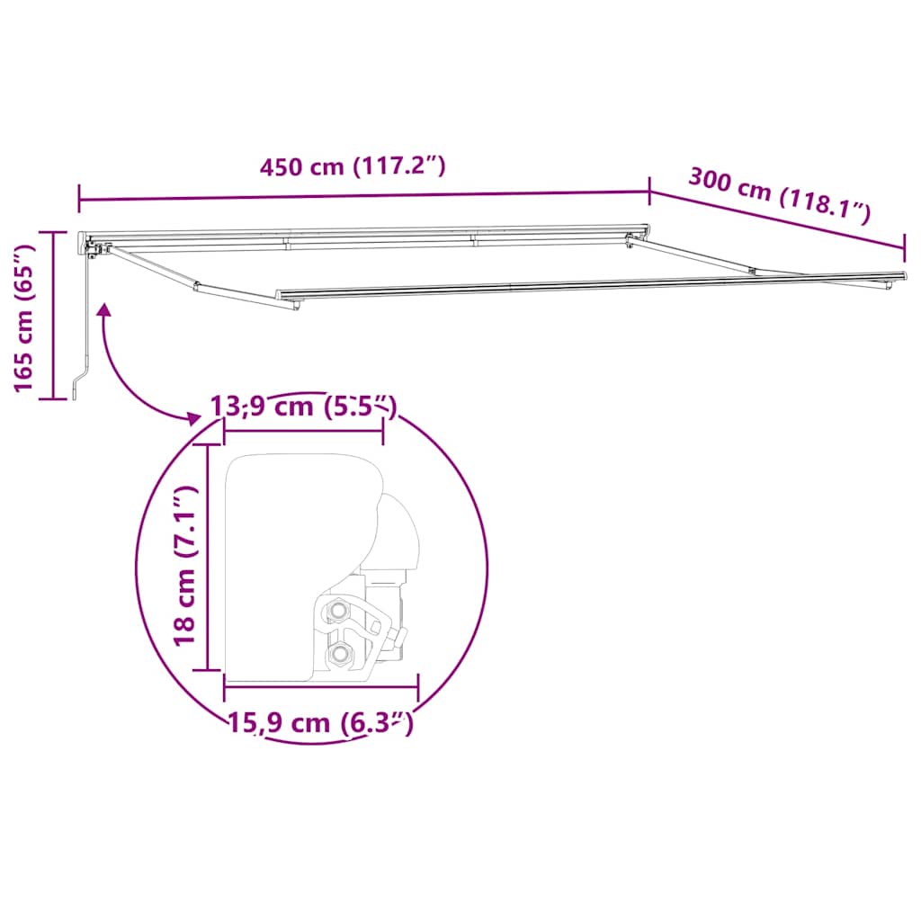 Markisenrahmen Verstellbar Weiß 2,5 x 2 m Stahl
