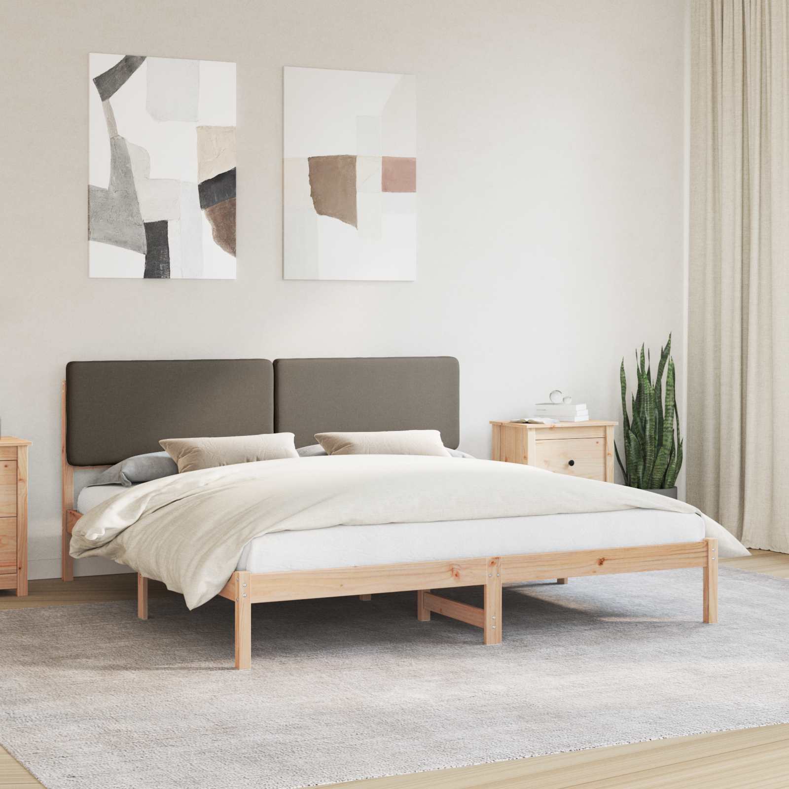 Bettgestell mit gepolstertem Kopfteil Hellgrau 200 x 200 cm