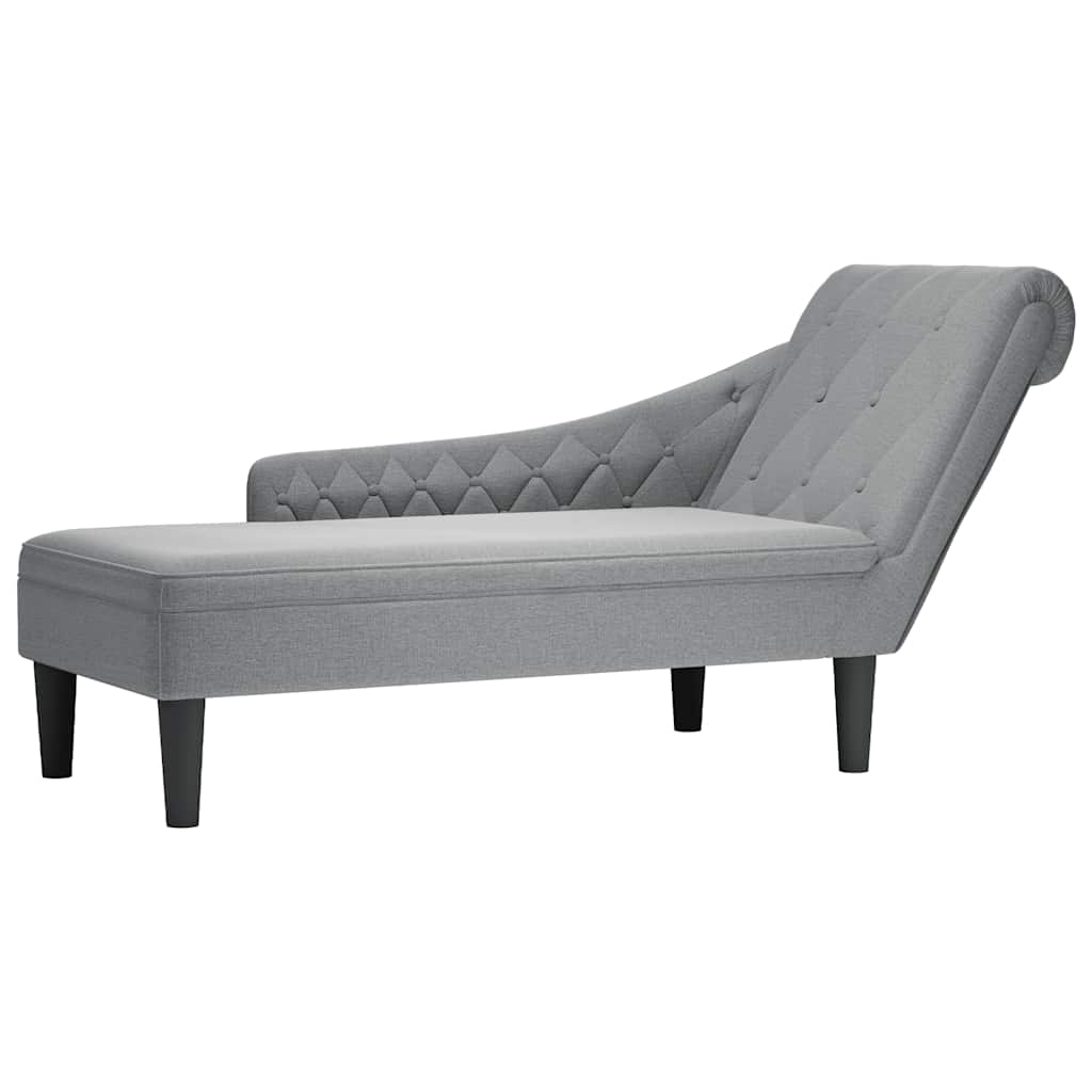Chaiselongue mit Kissen und Rechter Armlehne Schwarz Stoff