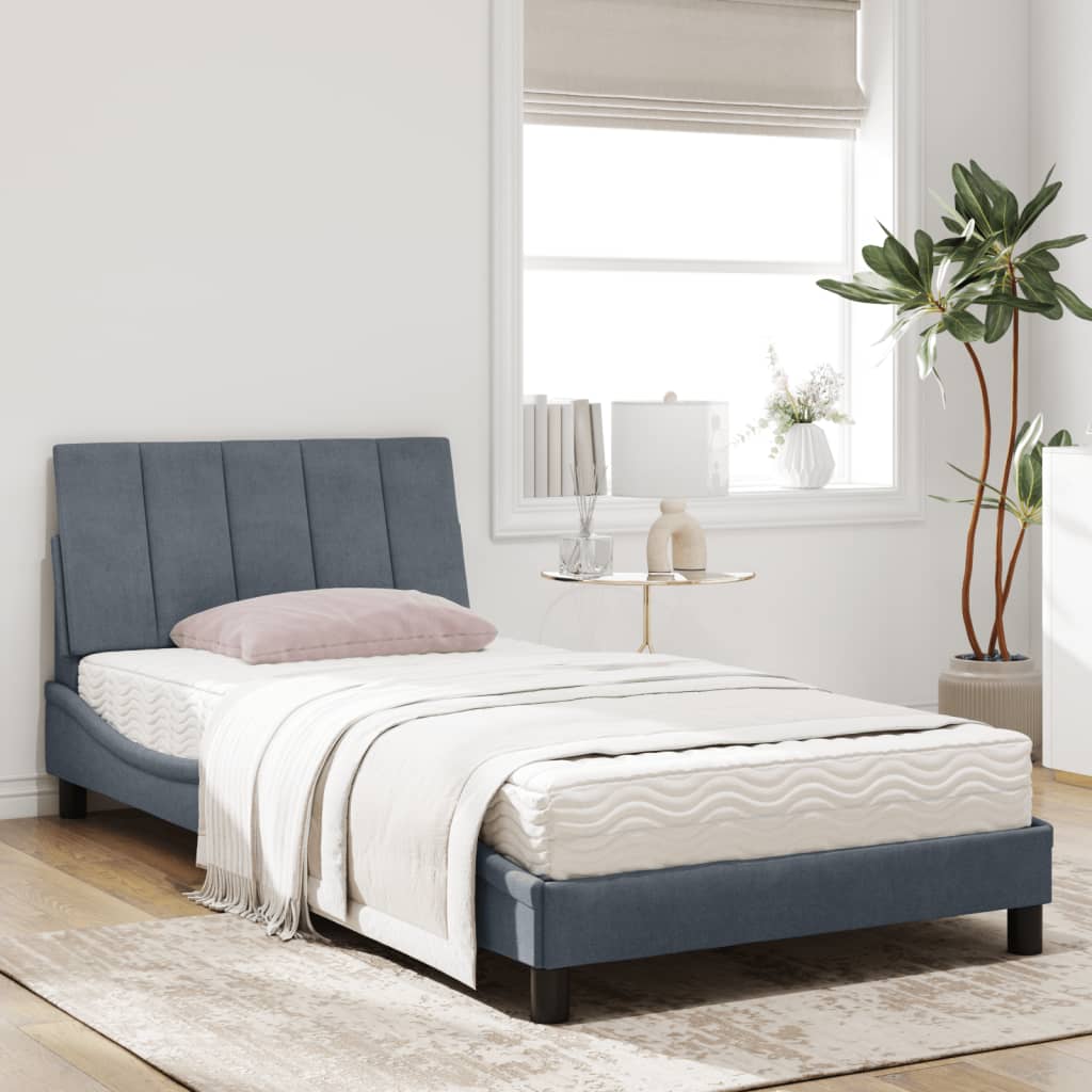Bett mit Matratze "Hanko" Hellgrau 80x200 cm Samt