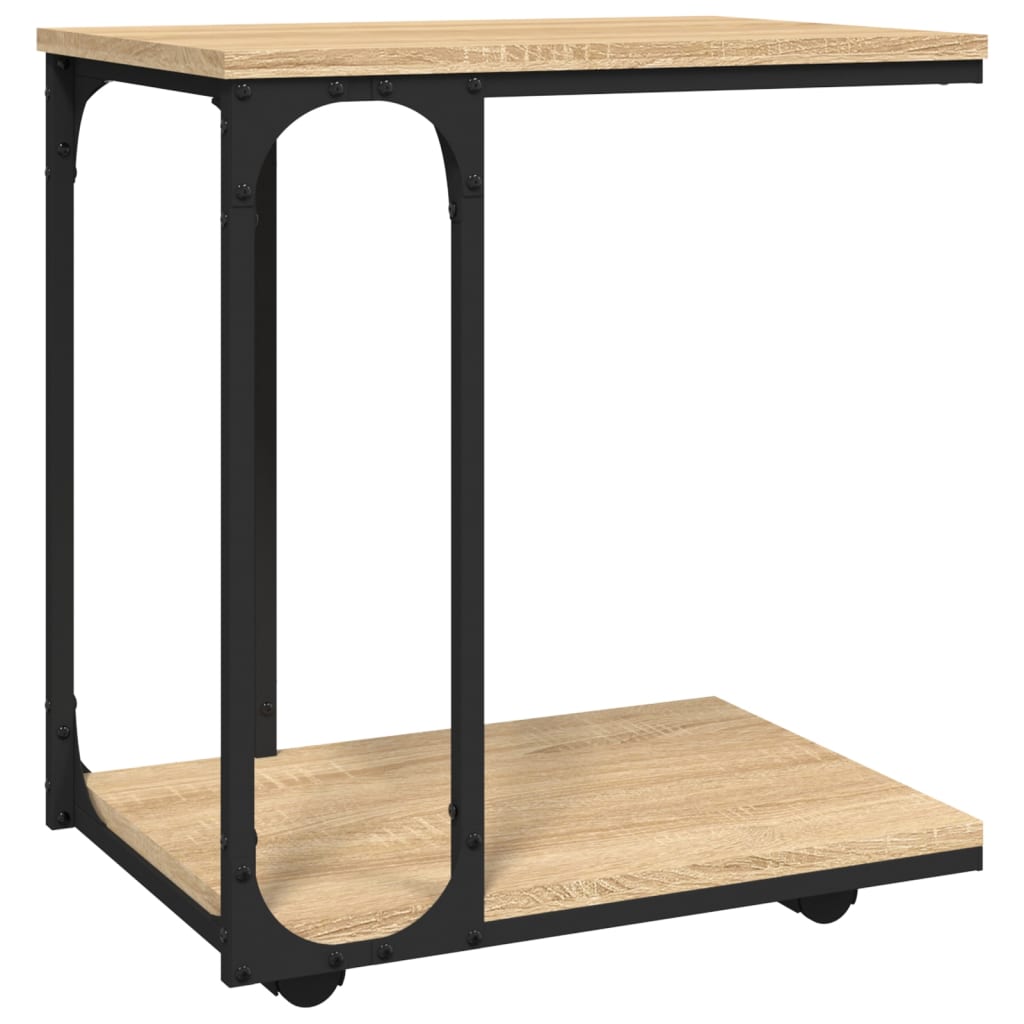 Beistelltisch mit Rollen Schwarz 50x35x55,5 cm Holzwerkstoff