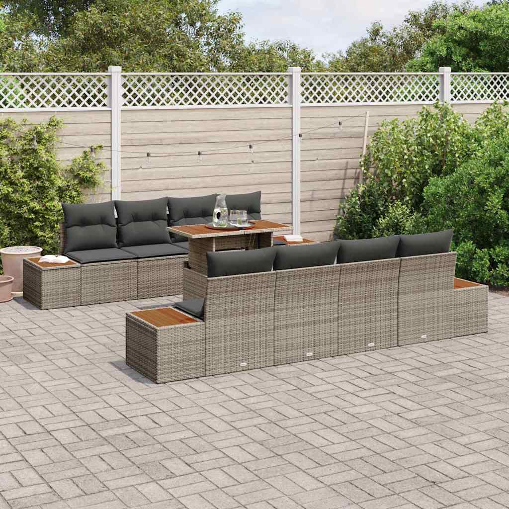 Garten Essgruppe mit Kissen 9 pcs Schwarz und Beige
