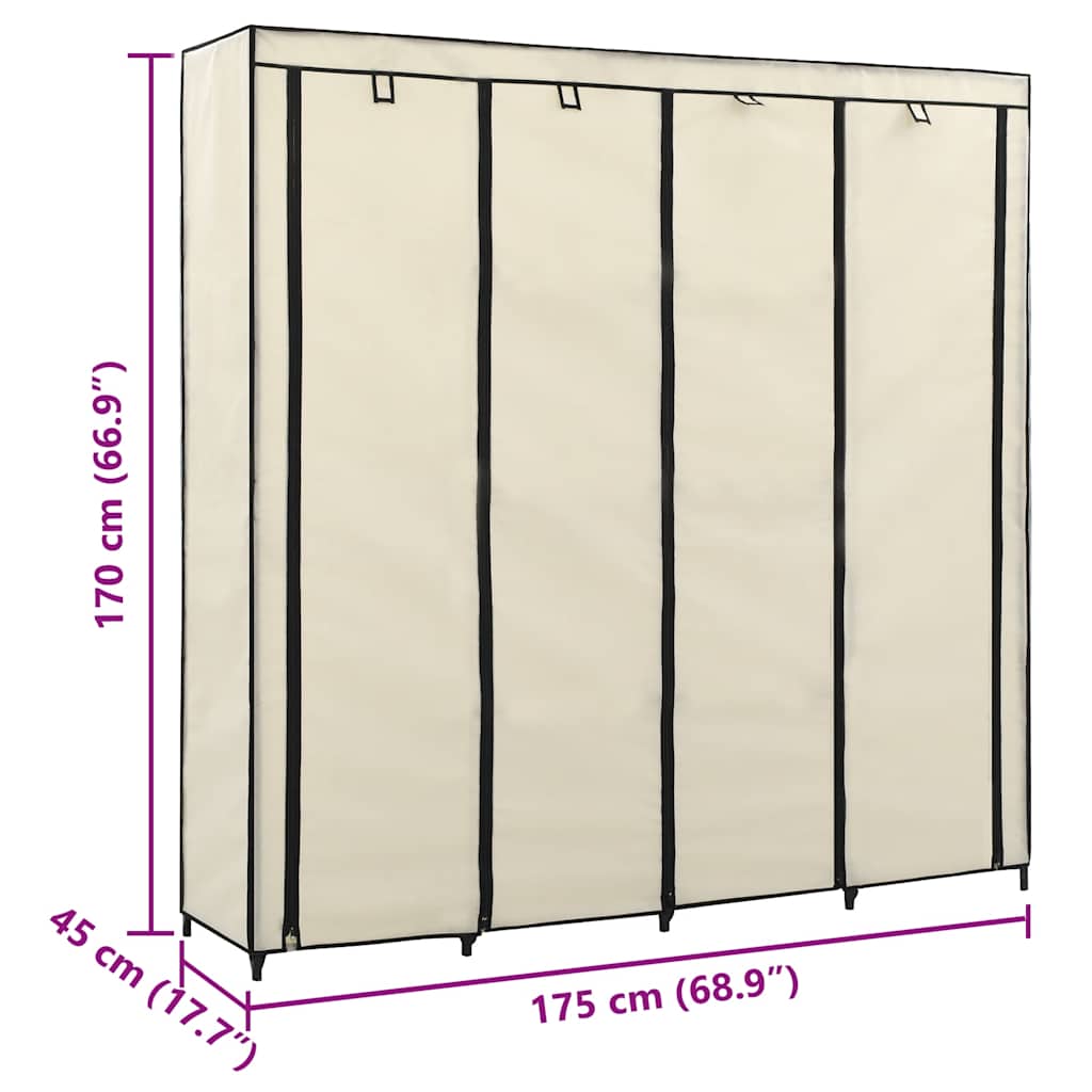 Kleiderschrank mit 4 Fächern Schwarz 175 x 45 x 170 cm