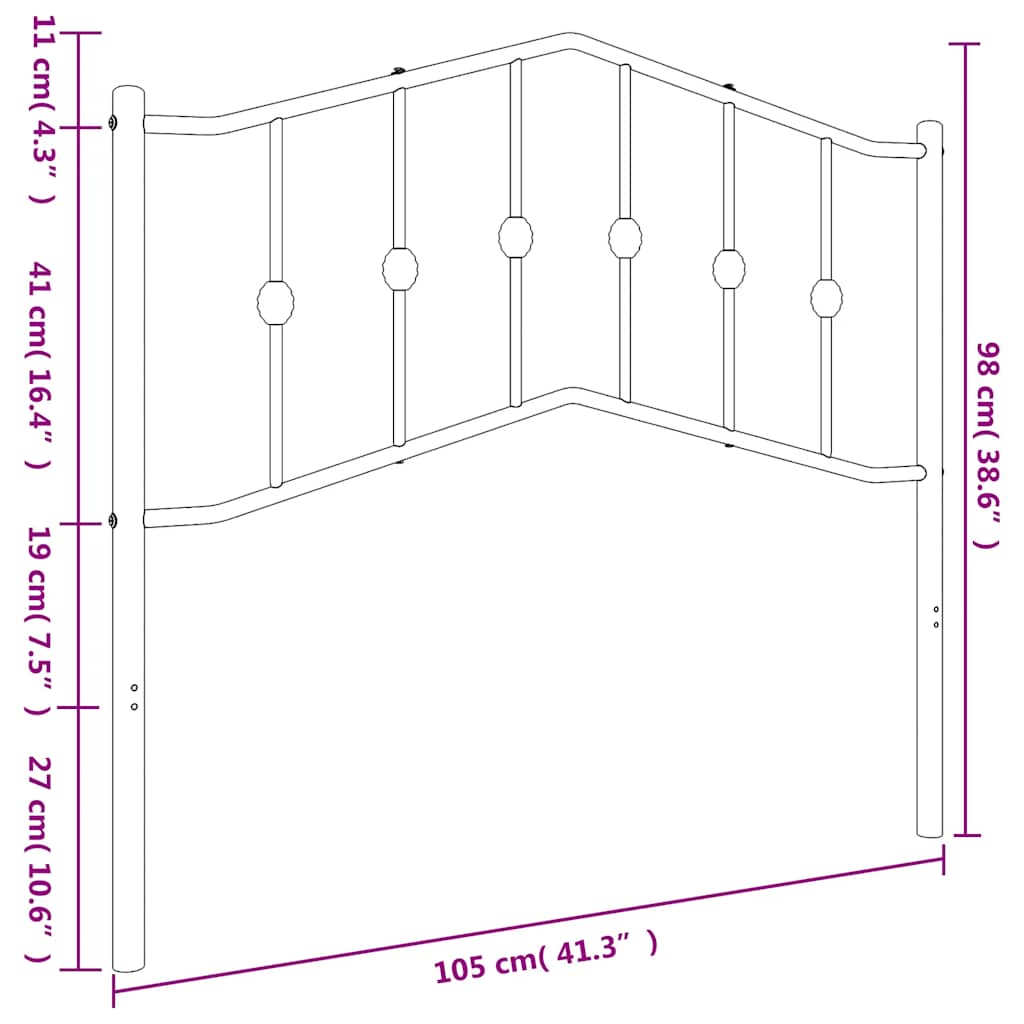 Ersatz-Kopfteil Metall Schwarz 90 cm