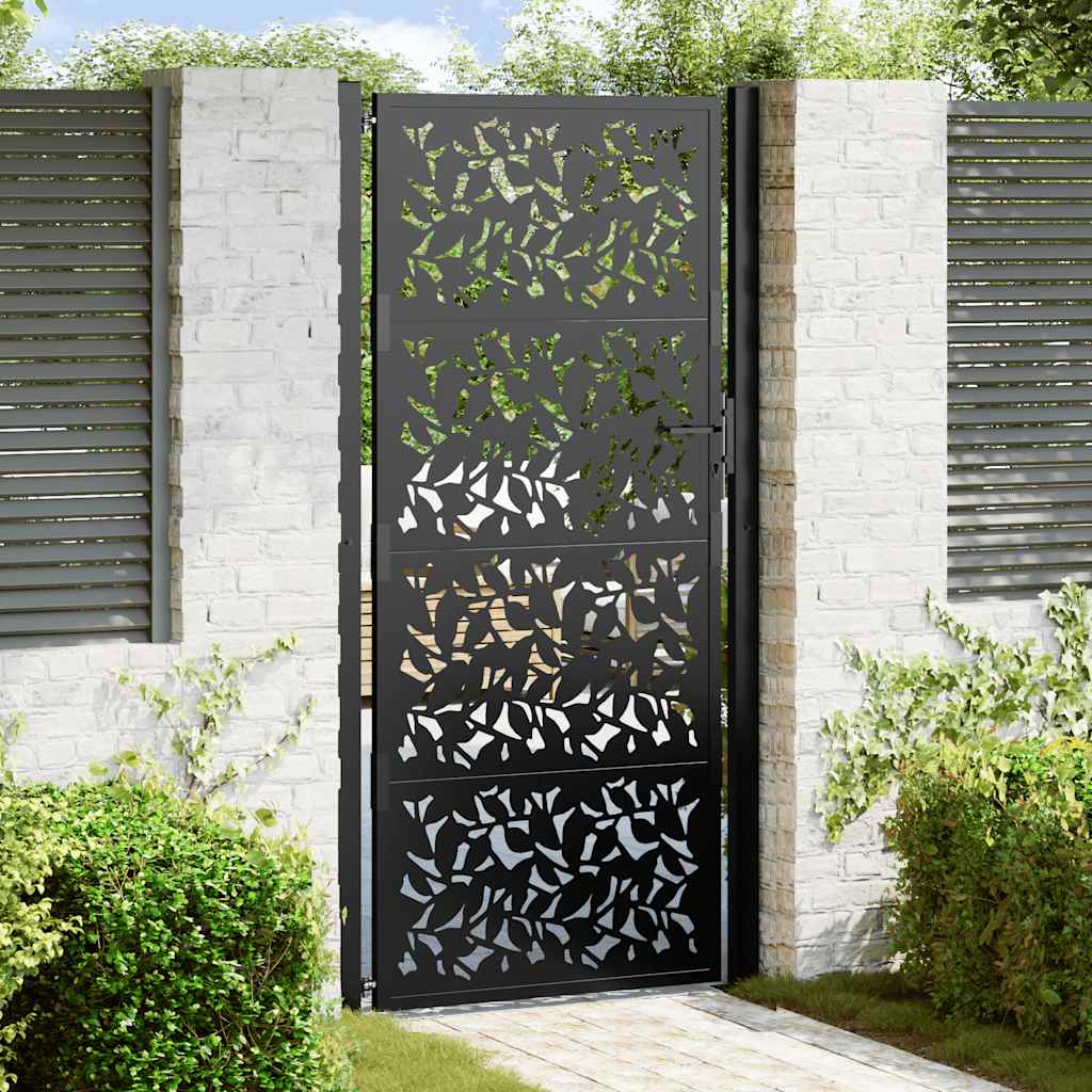 Gartentor Schwarz 100x100 cm Stahl Lichtdesign