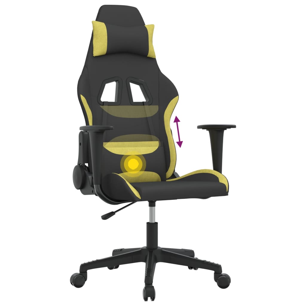 Gaming-Stuhl mit Massagefunktion Schwarz und Creme Stoff