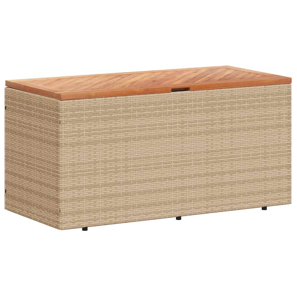 Gartentruhe Schwarz 110x50x54 cm Poly Rattan Akazienholz