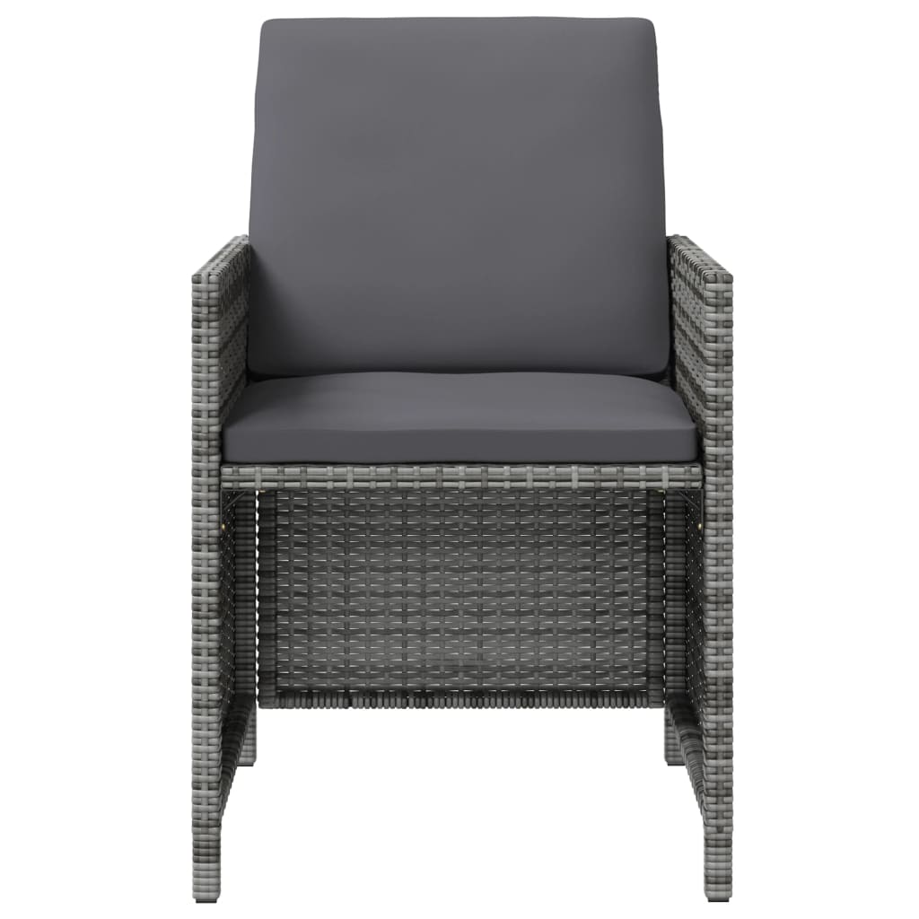 4-tlg. Gartenstuhl und Hocker Set Poly Rattan Schwarz