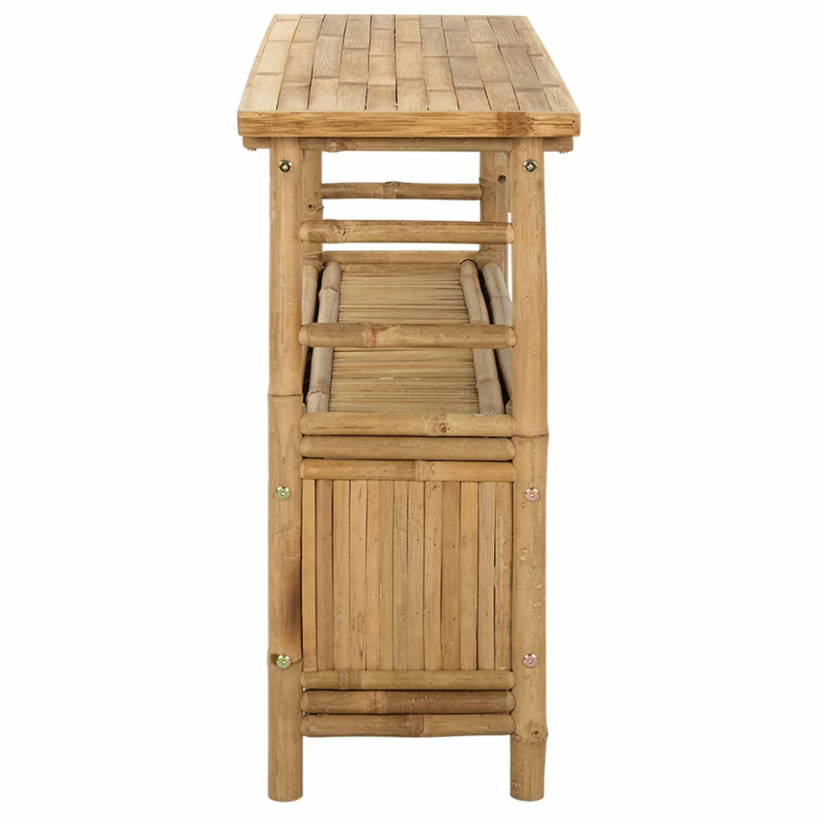 Konsolentisch mit Regal mit Tür Natur 80 x 35 x 75 cm Bambus