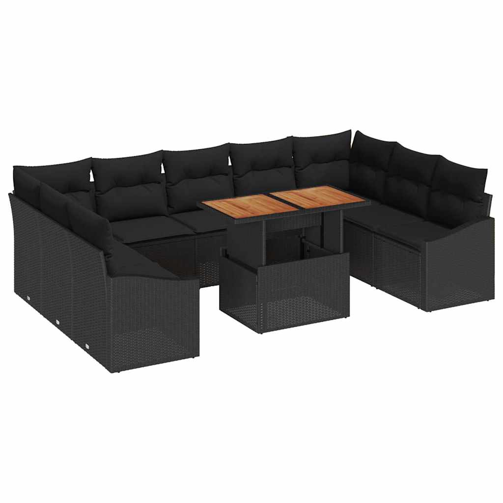Garten Essgruppe mit Kissen 10 pcs Schwarz und Creme