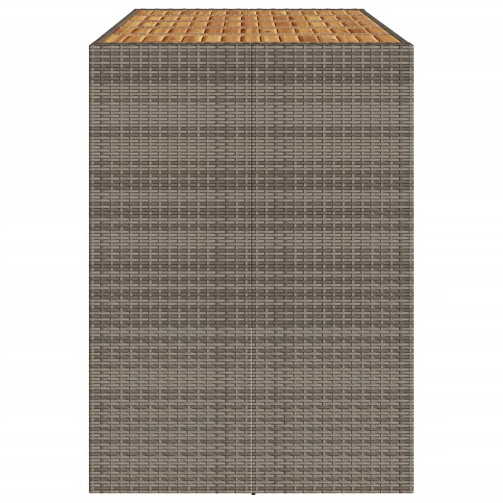 Garten-Bartisch mit Holzplatte Schwarz 105x80x110 cm Polyrattan