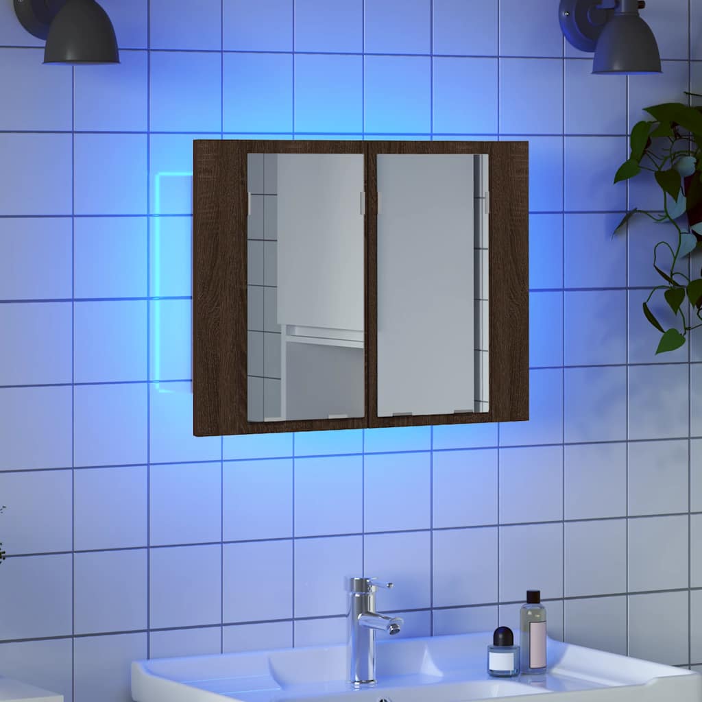 LED-Bad-Spiegelschrank Weiß 60x12x45 cm Acryl