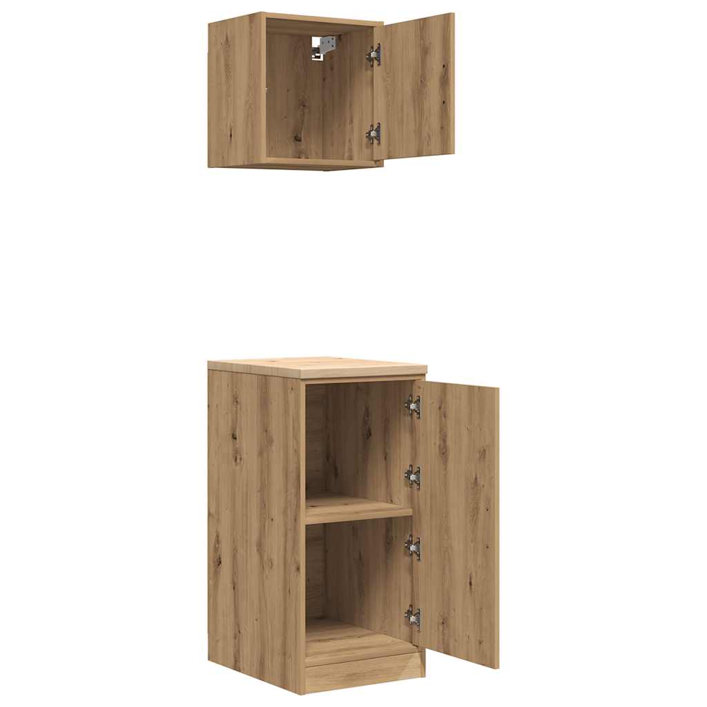 Garagenschränke 2 Stk. Schwarz Holzwerkstoff