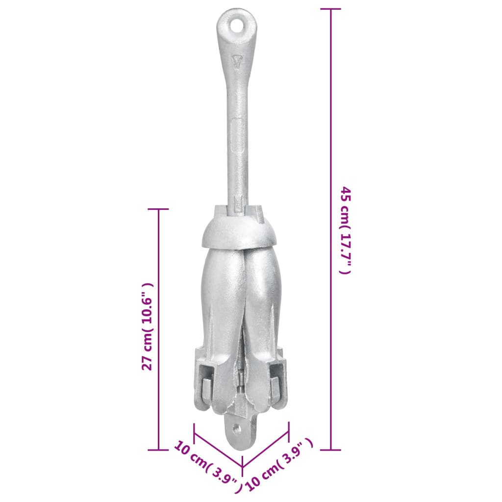 Klappanker Silber 0,7 kg Feuerverzinktes Gusseisen