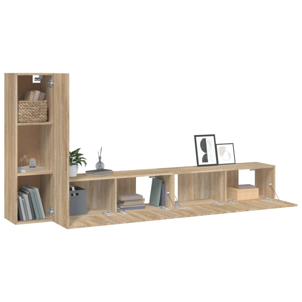 4-tlg. TV-Schrank-Set Weiß Holzwerkstoff