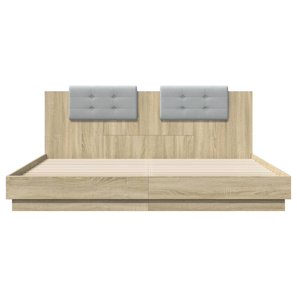 Bettgestell mit Kopfteil Grau Sonoma 180x200 cm Holzwerkstoff