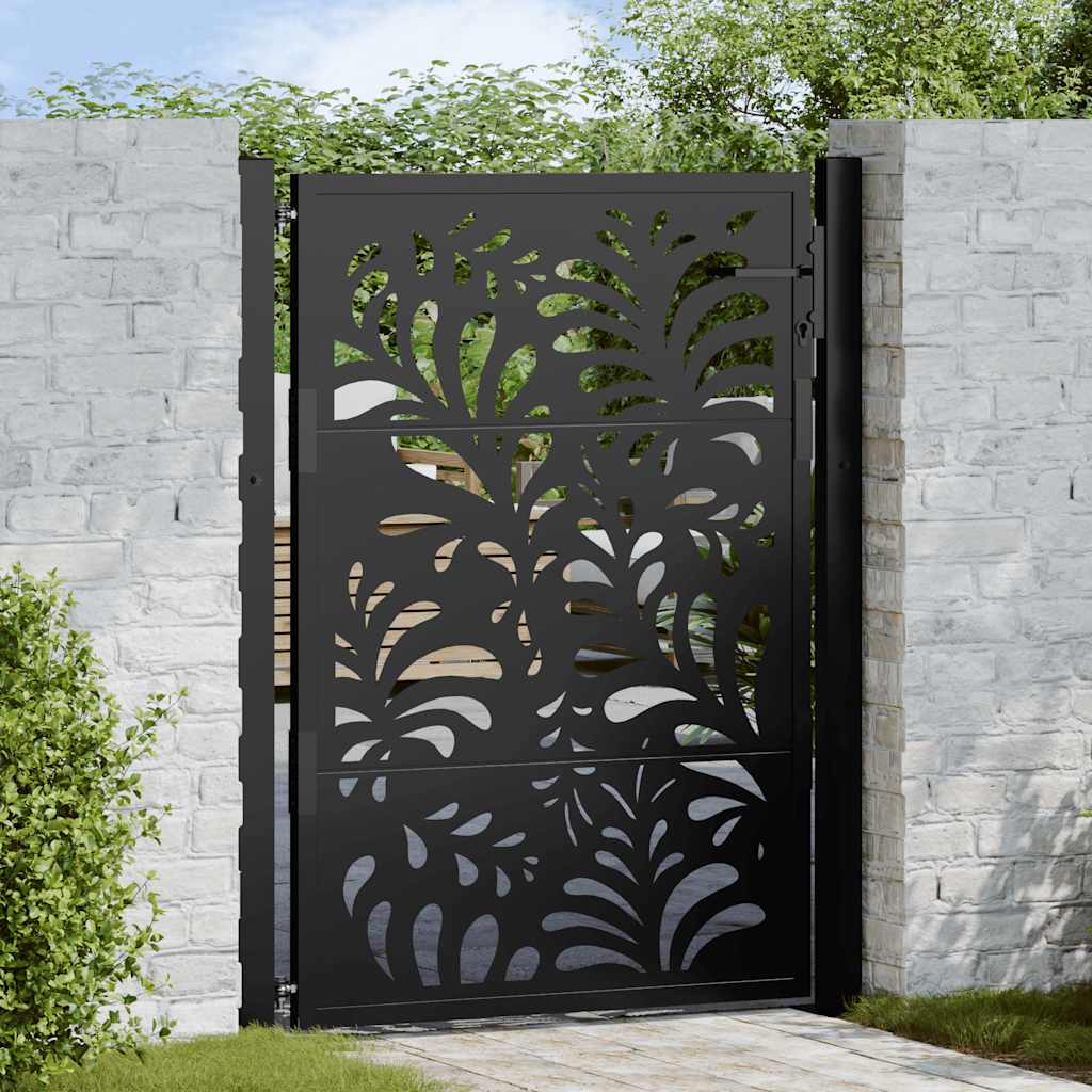 Gartentor Schwarz 100x100 cm Stahl Lichtdesign
